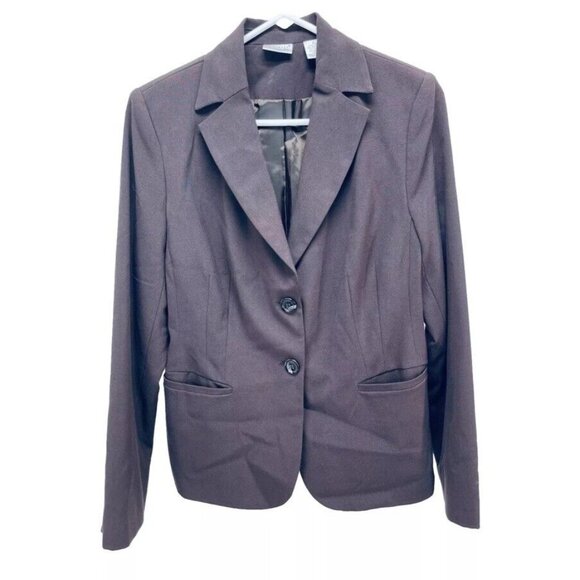 Kim Rogers Signature Women's Blazer Jacket Size 8 Brown Tweed 2 Button - Picture 6 of 8